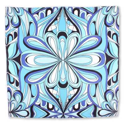 CF-GEO-SB Seiden-Print-Taschentuch, Geometrie, Saxblau