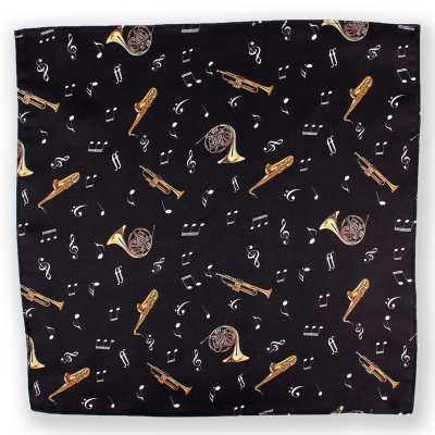 CF-JAZZ-BK Seiden-Print-Einstecktuch Jazz Schwarz