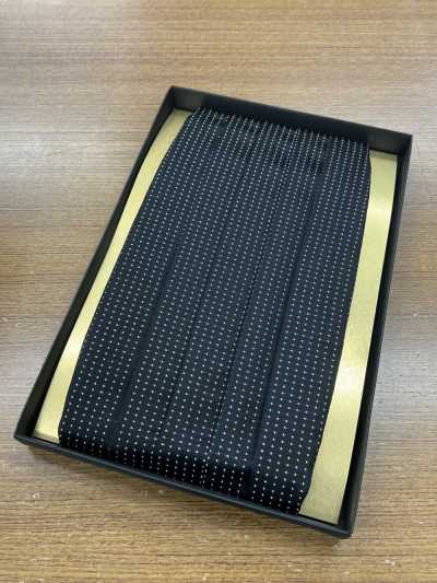 CM-620 Seiden-Kummerbund, schwarzes Glitzerpunkt-Muster