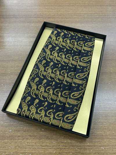 Seiden-Kummerbund, schwarzes Paisleymuster