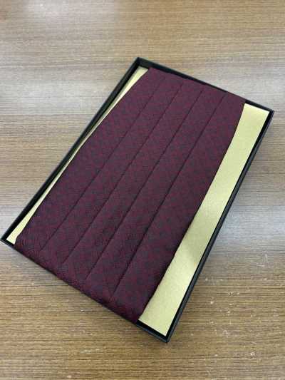 CM-962 Kummerbund aus Seidenmaterial, gewebtes Muster in Kastanienbraun