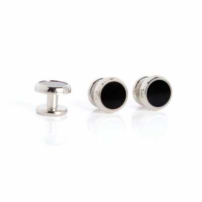 E-1-S Druckknopf Onyx Silber Rund
