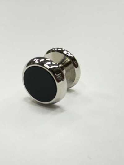 E-1 Druckknopf Onyx Silber Rund (pro Stück)