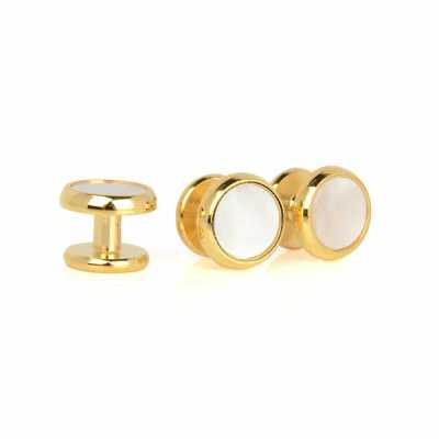 F-3-S Perlmutt-Druckknopf Gold Rund