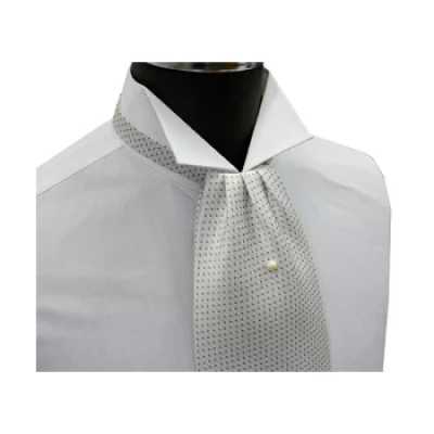 FAS-902 Ascot-Krawatte, Weiß mit grauen Punkten