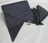 MS-301 Set Aus Schal, Krawatte Und Einstecktuch, Marineblau, Punktemuster