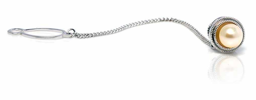 TA-1 Krawattennadel mit echter Perle, Sterlingsilber (Silber 925), hergestellt in Japan