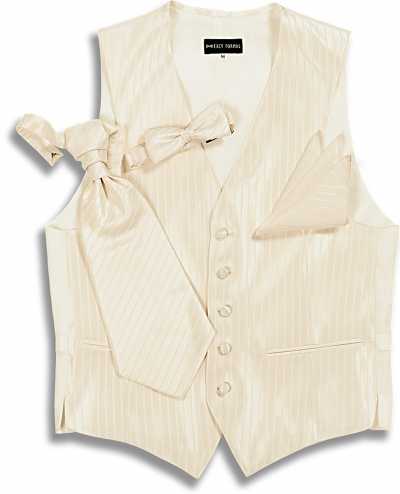 V-110W Formelle Weste Seiden-Woll-Jacquard-Streifen Beige