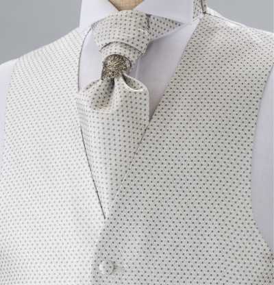 V-902 Formelle Weste, Seidenjacquard, kleines Muster, Silber