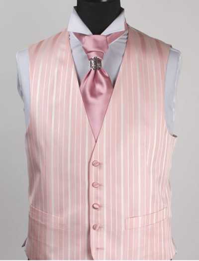 V-987PI Formelle Weste aus Seidenjacquard mit Streifen in Pink