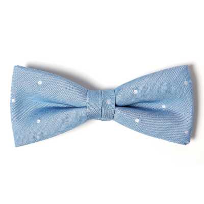 VBF-31 Fliege aus VANNERS-Stoff, Punktmuster, Denim-ähnlicher Jacquard, Indigo-Blau