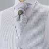 YT-19 In Japan hergestellte Jacquard-Ascot-Krawatte (Euro-Krawatte) mit Karomuster Hellgrau