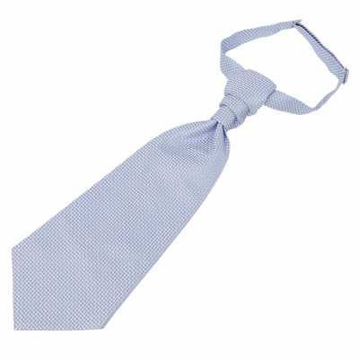 YT-27 Hergestellt in Japan Jacquard-Ascot-Krawatte (Euro-Krawatte), kariertes Muster, Sax Blue
