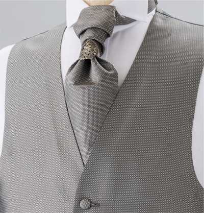 YT-300 Hergestellt in Japan Seiden-Ascot-Krawatte (Euro-Krawatte) Komon-Muster Grau