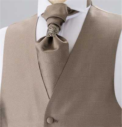 YT-303 In Japan hergestellte Seiden-Ascot-Krawatte (Euro-Tie), Komon-Muster, Braun