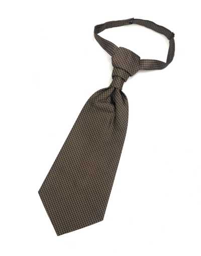 YT-944 Hergestellt in Japan Ascot-Krawatte (Euro-Krawatte) Seidenjacquard kariert braun