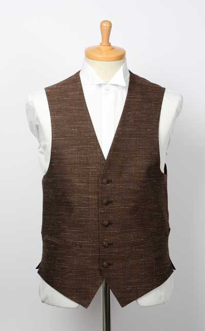 VANNERS-V-041 Weste aus VANNERS Tri-Blend-Gewebe, Glencheck-Muster, Braun