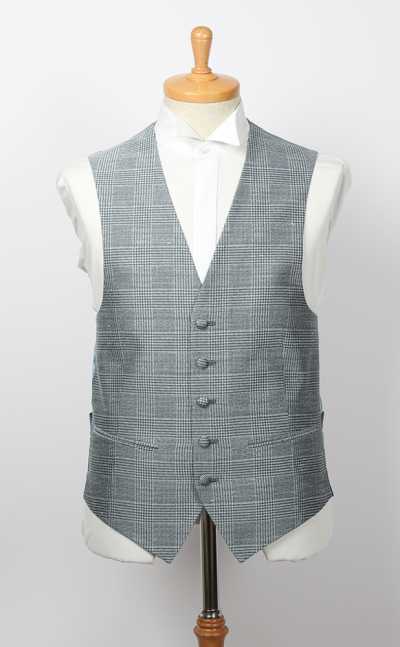 VANNERS-V-043 Weste aus VANNERS Tri-Blend-Gewebe, Glencheck-Muster, Blaugrau