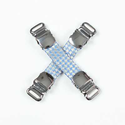 VAB-12 Hemdhalter aus VANNERS-Stoff, Hahnentrittmuster, Sax-Blau
