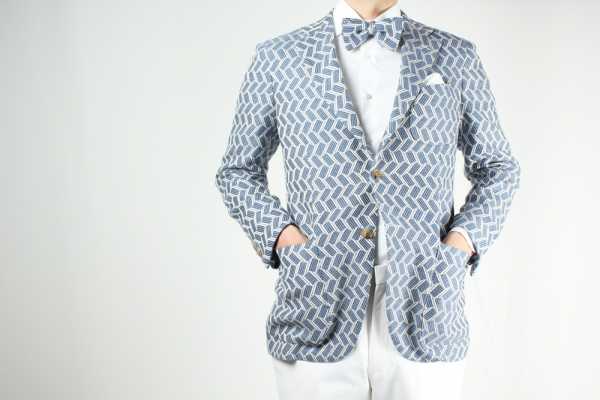 GXPSJ1 Einreihige Jacke im blauen Karomuster aus Pentagono-Stoff
