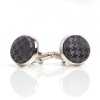 CUFF-V08 VANNERS Silk Textile Walnut Cuffs Houndstooth Pattern Black