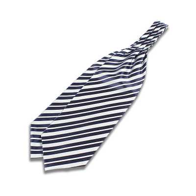 VAS-51 VANNERS Seiden-Ascot-Krawatte, gestreift, Marineblau
