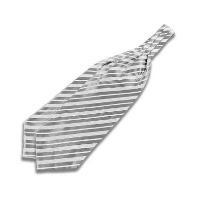 VAS-52 VANNERS Seiden-Ascot-Krawatte, gestreift, Silber