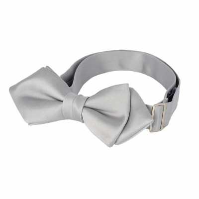 BFK-501 Premium-Material-Fliege mit Diamantspitze, seidenbezogener Stoff, Silber