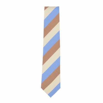 HVN-61 VANNERS handgefertigte Seidenkrawatte, Regimental, Himmelblau/Kamel