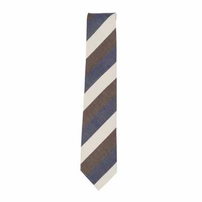 HVN-62 VANNERS Seiden-Handkrawatte Regimental Marineblau/Braun