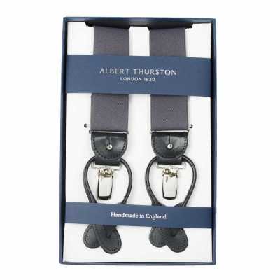 AT-DARKGREY ALBERT THURSTON Hosenträger Dunkelgrau Elastik (Gummi) 2in1