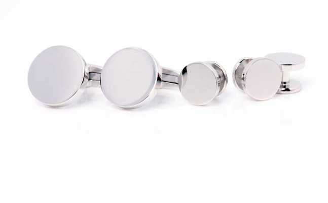 CU925-1G EXCY LEGEND Sterlingsilber-Manschettenknopf- und Hemdknopfset, flach