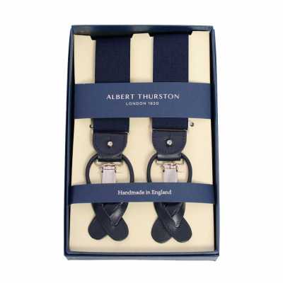 AT-NAVY-XL Albert Thurston Hosenträger, marineblau, einfarbig, 35MM, Größe XL