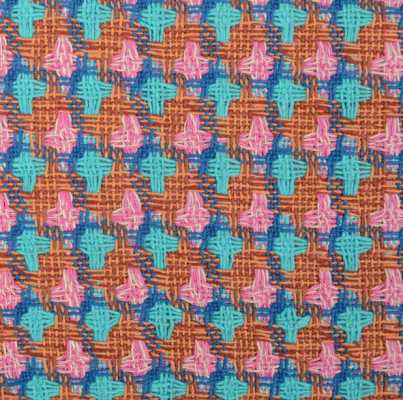 A7545 Linton Tweed, Stoff hergestellt in England Orange × Türkisblau × Rosa