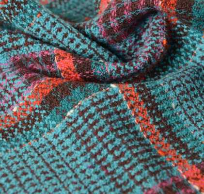 Y6513 LINTON Linton Tweed, Hergestellt In England, Türkisblaues X Rotes Textil LINTON Sub-Foto
