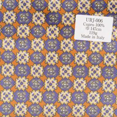 URJ-006 Hergestellt in Italien, 100 % Cupro bedrucktes Futter, Komon-Muster