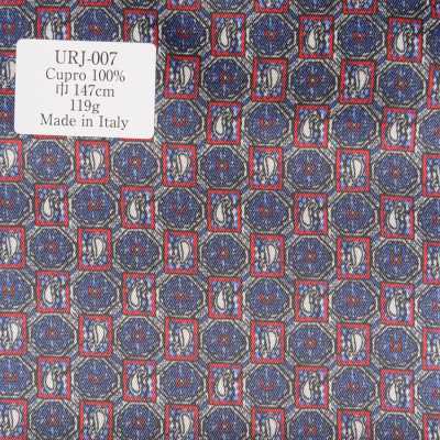 URJ-007 In Italien hergestelltes bedrucktes Futter aus 100 % Cupro, kleines Muster