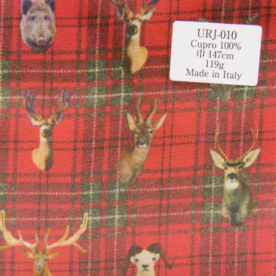 URJ-010 Hergestellt in Italien 100 % Cupro bedrucktes Futter Tartan-Karo auf Animalprint