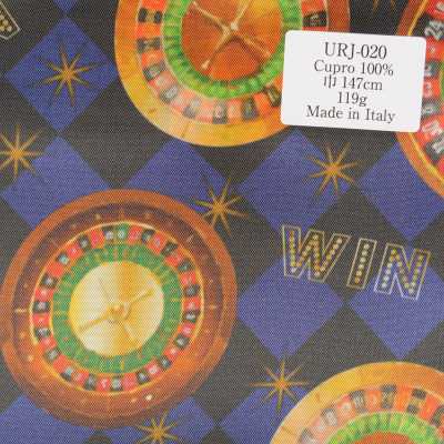 URJ-020 Hergestellt in Italien, 100 % Cupro, bedrucktes Futter, Roulette-Muster der Casino-Serie