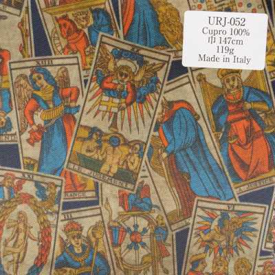 URJ-052 Hergestellt in Italien, Futter aus 100 % Cupro, bedruckt, Pop-Card-Muster