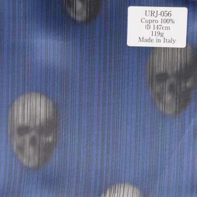 URJ-056 Hergestellt in Italien 100 % Cupro bedrucktes Futter mit dunklem Horror-Skelett-Muster