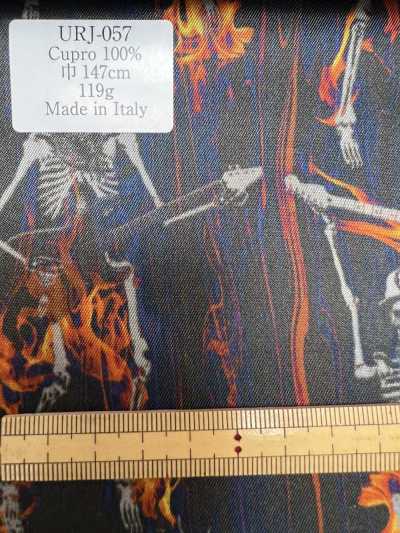 URJ-057 In Italien hergestelltes, bedrucktes Futter aus 100 % Cupro, Skull Rock-Muster