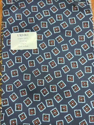 URJ-061 Hergestellt in Italien, bedrucktes Cupro-Futter 100 %, blaues Kastenmuster