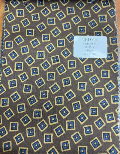 URJ-062 Hergestellt in Italien, 100 % bedrucktes Cupro-Futter, braunes Box-Muster
