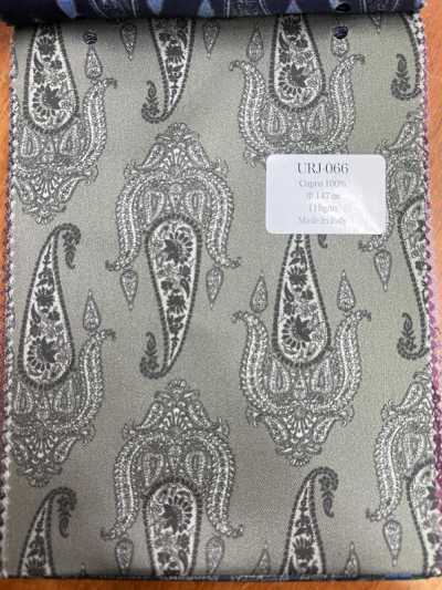 URJ-066 Hergestellt in Italien 100 % Cupro bedrucktes Futter mit großem Paisleymuster, Khaki