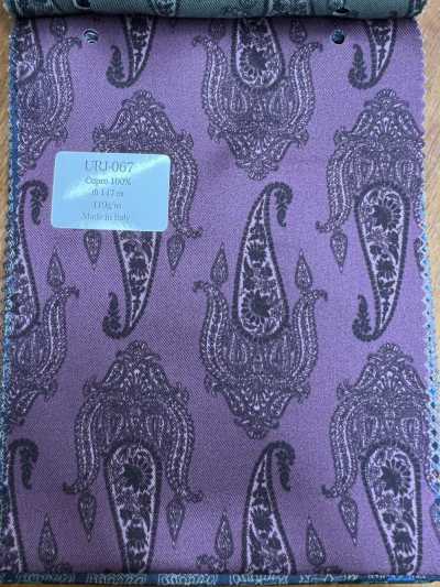 URJ-067 In Italien hergestelltes, zu 100 % bedrucktes Cupro-Futter, großes Paisleymuster, dunkelviolett
