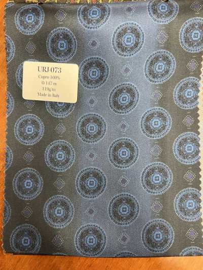 URJ-073 Hergestellt in Italien, Futter aus 100 % Cupro mit Druck, marineblauer Farbverlauf