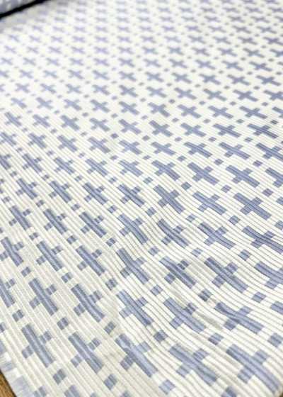 AI-12 Seiden-Jacquard mit geometrischem Muster in gebrochenem Weiß [Outlet]