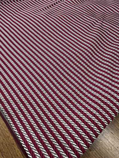 AI-14 Seiden-Jacquard Horizontale Streifen Kastanienrot X Silber [Outlet]