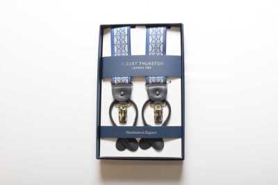 AT-2686/6 ALBERT THURSTON Hosenträger, Blue Copenhagen Style, Marineblau, elastisch, 35mm
